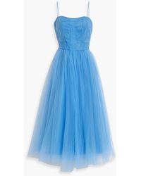Zac Posen - Gathered Tulle Midi Dress - Lyst