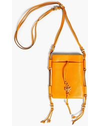 Tory Burch - Bead-embellished Leather Phone Pouch - Lyst