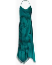 Alberta Ferretti - Printed Silk-voile Halterneck Maxi Dress - Lyst