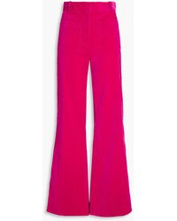 Victoria Beckham - Cotton-blend Velvet Flared Pants - Lyst