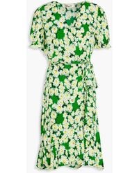 Diane von Furstenberg - Emilia Ruffled Floral-Print Crepe Wrap Dress - Lyst