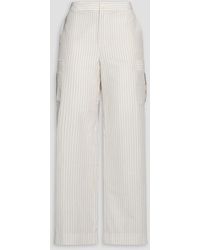 FRAME - The Stripe Utility Cotton And Silk-blend Wide-leg Pants - Lyst