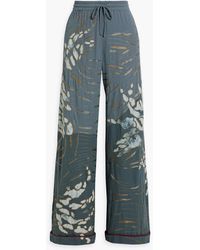Valentino Garavani - Cotton-voile Paneled Embroidered Silk Crepe De Chine Wide-leg Pants - Lyst