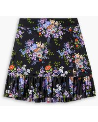 Rabanne - Ruffled Floral-print Stretch-jersey Mini Skirt - Lyst