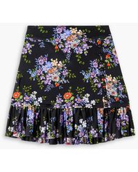 Rabanne - Minirock aus stretch-jersey mit floralem print und rüschen - Lyst