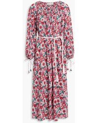 Antik Batik - Blossom Gathe Floral-print Cotton Midi Dress - Lyst