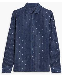 120% Lino - Pinstriped Embroidered Linen Shirt - Lyst
