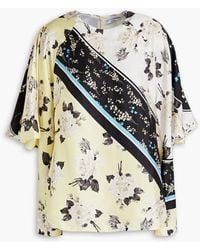 Erdem - Averil bluse aus seiden-twill mit floralem print und rüschen - Lyst