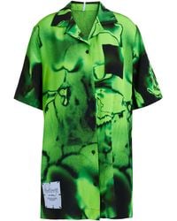 McQ Appliquéd Printed Silk Crepe De Chine Shirt - Green