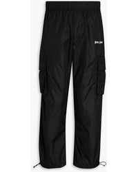 Palm Angels Nylon Cargo Pants With Side Contrast Track Bands - Black