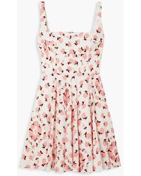 Emilia Wickstead - Mini Mona Floral-print Swiss-dot Textured Cotton-blend Mini Dress - Lyst