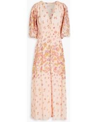 byTiMo - Floral-print Satin Midi Dress - Lyst
