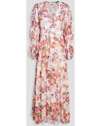 byTiMo - Gathered Floral-print Crepon Maxi Dress - Lyst
