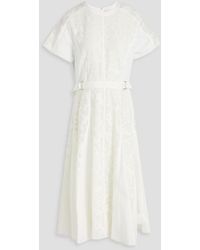 3.1 Phillip Lim - Belted Lace-paneled Poplin Midi Dress - Lyst