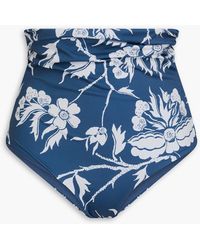 Mara Hoffman - Bobbi hoch sitzendes bikini-höschen mit floralem print und raffungen - Lyst
