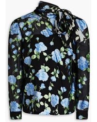 RED Valentino - Pussy-bow Floral-print Georgette Top - Lyst
