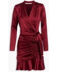 Veronica Beard - Agatha Wrap-effect Ruched Stretch-silk Satin Mini Dress - Lyst