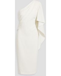 Badgley Mischka - One-Sleeve Draped Crepe Midi Dress - Lyst