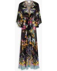 CAMILLA - Crystal-Embellished Floral-Print Silk-Chiffon Wrap Dress - Lyst