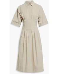 Brunello Cucinelli - Bead-embellished Cutout Cotton-poplin Midi Dress - Lyst