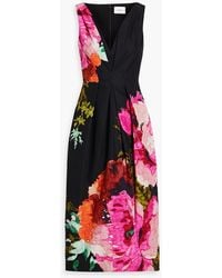 Erdem - Pleated Floral-Print Cotton-Faille Midi Dress - Lyst