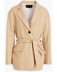 Maje - Pinstriped Cotton And Linen-blend Blazer - Lyst
