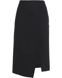 Maje Asymmetric Split-front Twill Skirt Black