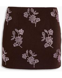 16Arlington - Crystal-embellished Floral-print Jersey Mini Skirt - Lyst