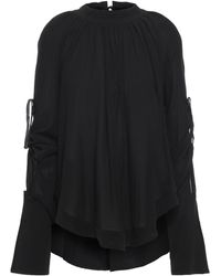 Ann Demeulemeester Open-back Gathered Silk-georgette Blouse Black