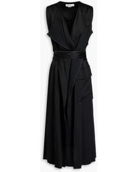 Victoria Beckham - Cutout Satin Midi Wrap Dress - Lyst