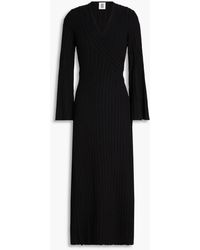 By Malene Birger - Gilena Ribbed Ecoverotm-blend Midi Wrap Dress - Lyst