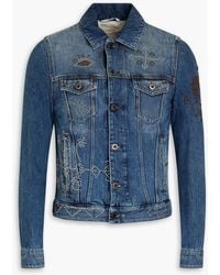 Valentino Studded Faded Denim Jacket - Blue