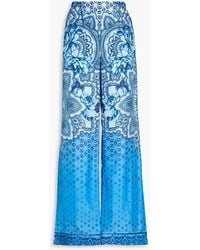 Alberta Ferretti - Bedruckte hose mit weitem bein aus seiden-twill - Lyst