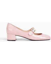 Emporio Armani - Embellished Leather Mary Jane Pumps - Lyst