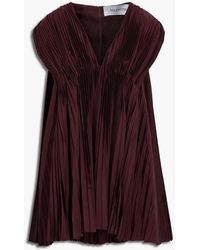 Valentino Garavani - Pleated Cotton-blend Faille Mini Dress - Lyst