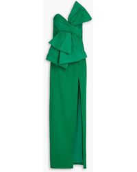 Marchesa - Strapless Bow-detailed Taffeta And Crepe Gown - Lyst