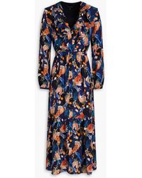 Saloni - Lea Floral-print Silk Crepe De Chine Midi Dress - Lyst