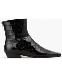 TOTEME - Croc-Effect Leather Ankle Boots - Lyst