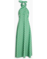 STAUD - Dawn Striped Cotton-Blend Halterneck Maxi Dress - Lyst