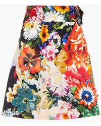 Dolce & Gabbana - Embellished Floral-print Crepe De Chine Mini Skirt - Lyst