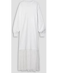 Interior - The Bobby Cotton-Jersey And Pleated Corded Lace Maxi Dress - Lyst