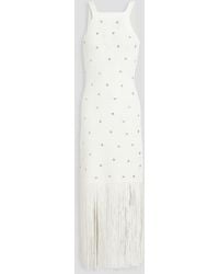 Sandro - Crystal-embellished Fringed Pointelle-knit Midi Dress - Lyst