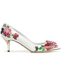 Dolce & Gabbana - Bellucci Crystal-embellished Floral-print Leather Pumps - Lyst