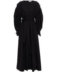 BITE STUDIOS Belted Pleated Organic Cotton Maxi Dress - Black