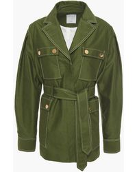 Sandro Zaya Belted Cotton-twill Field Jacket - Green