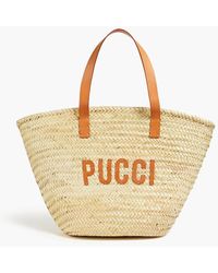 Emilio Pucci - Leather-trimmed Straw Tote - Lyst