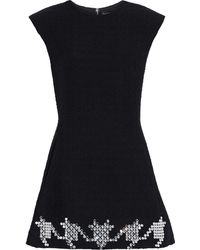 David Koma Embellished Wool-blend Tweed Mini Dress - Black