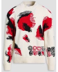 McQueen - Jacquard-Knit Wool, Cotton And Cashmere-Blend Sweater - Lyst