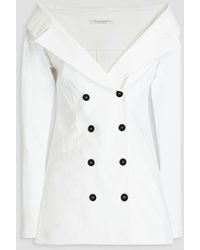 Philosophy Di Lorenzo Serafini - Double-breasted Off-the-shoulder Cotton-blend Twill Jacket - Lyst