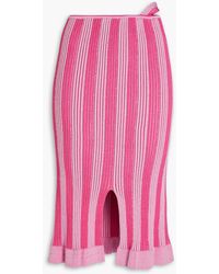 Jacquemus - Gelato Cutout Striped Stretch Cotton-blend Midi Skirt - Lyst